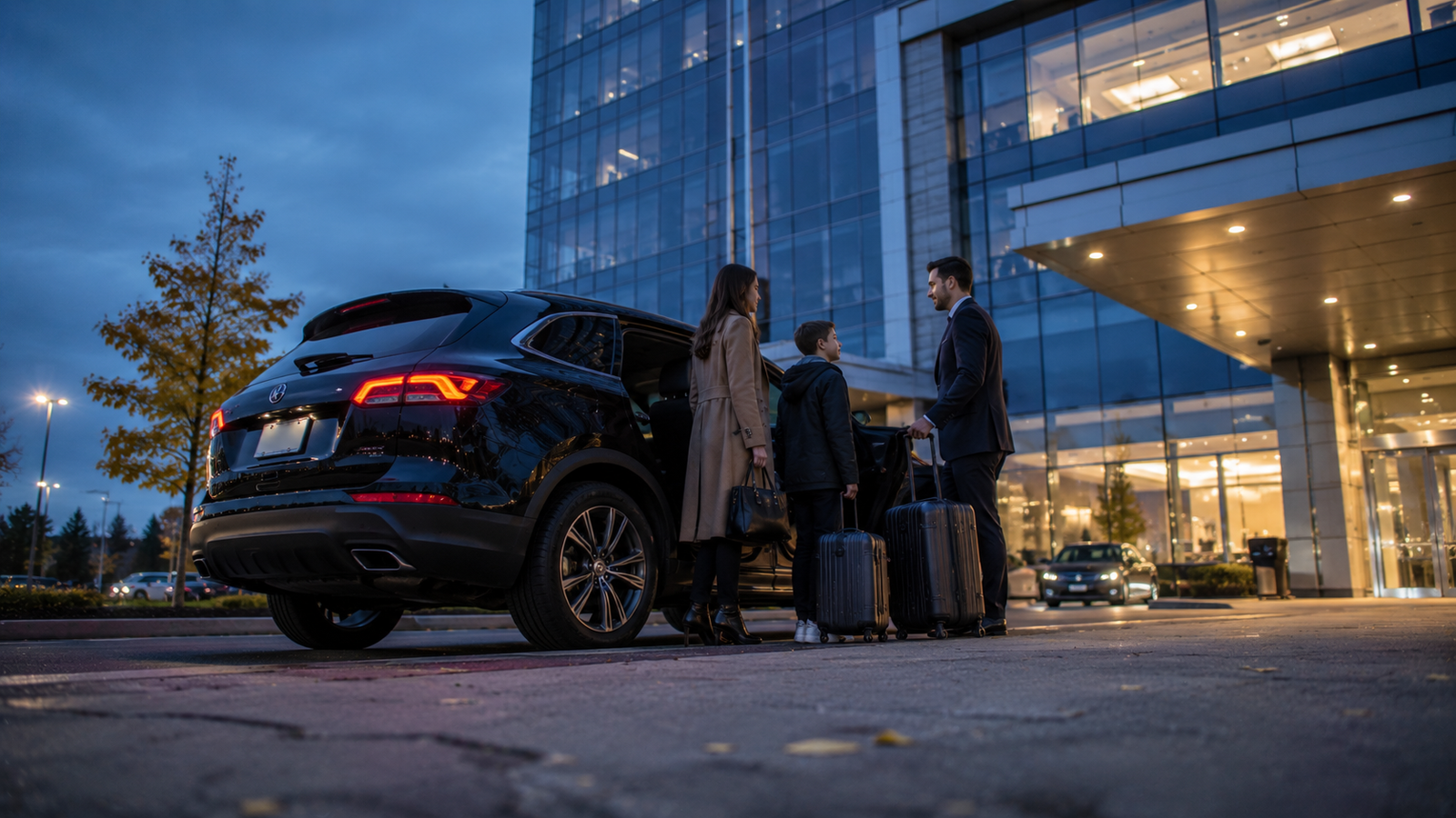 Luxury airport car travelling through the Aurora, Ontario countryside