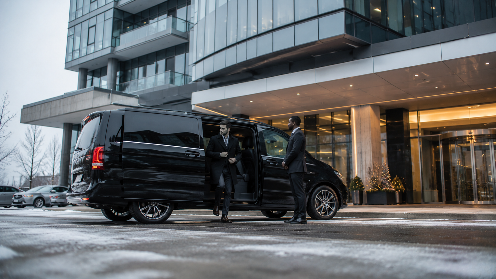 Luxury airport limousine on a scenic road near Barrhaven, Ontario