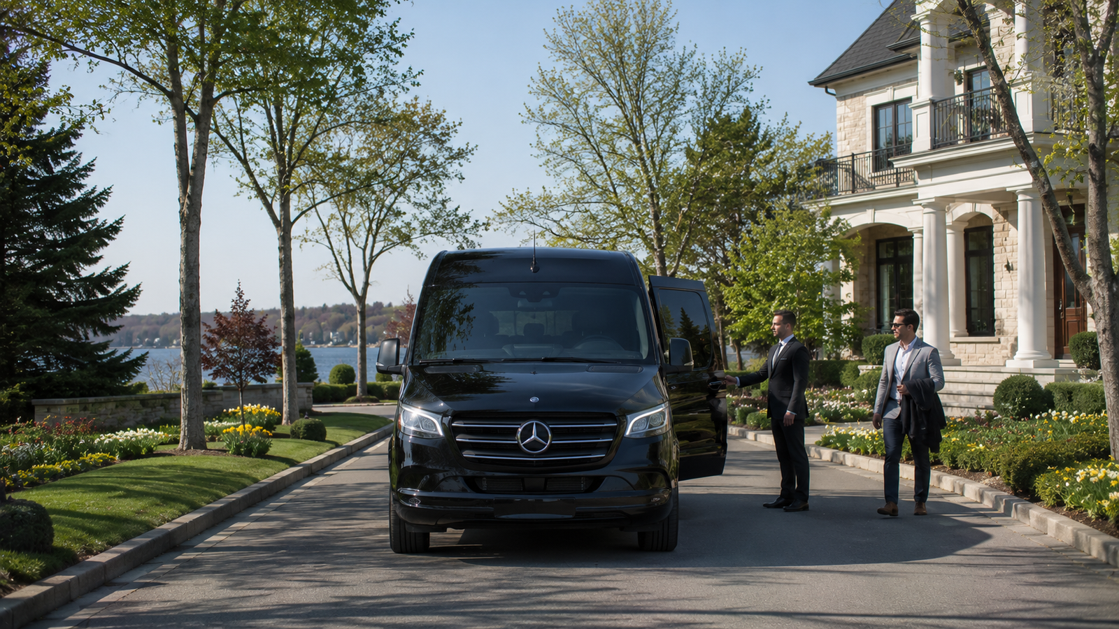 Chauffeur loading luggage into an airport limo in Bowmanville, Ontario