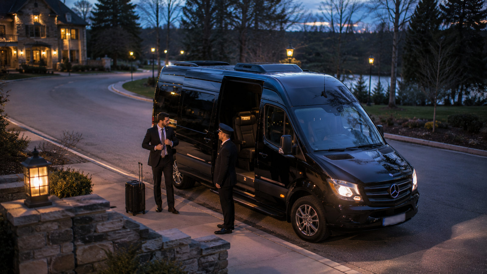 Professional driver preparing a luxury airport vehicle in Caledonia, Ontario