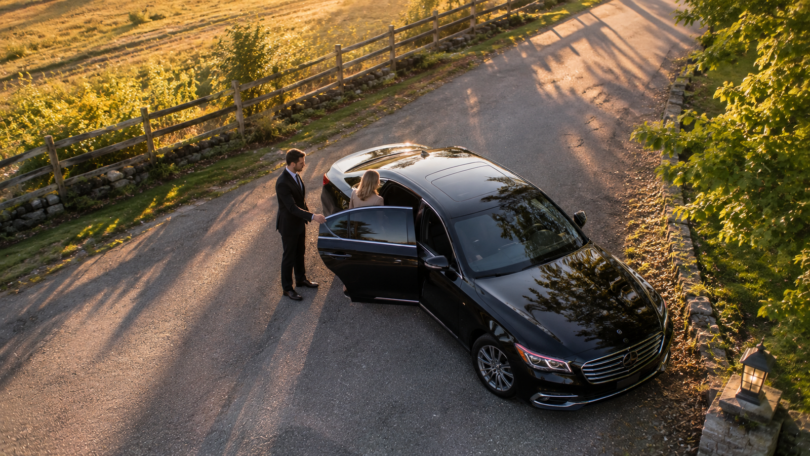 Passenger entering a premium airport limo during a Cambridge, Ontario transfer
