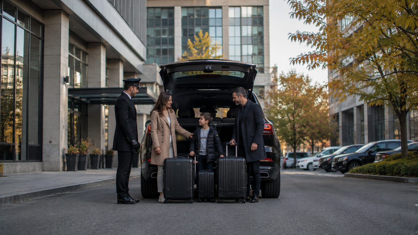 Luxury airport car travelling through the Deerhurst, Ontario countryside