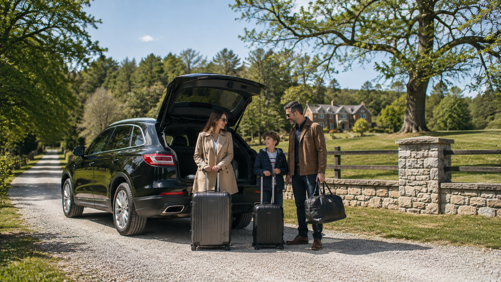Professional chauffeur opening a luxury SUV for a traveller in Dundas, Ontario