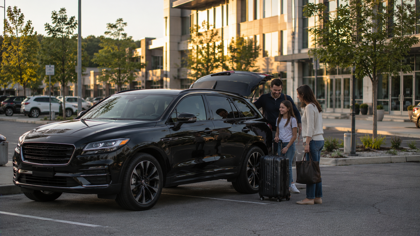 Luxury airport car travelling through the Markdale, Ontario countryside