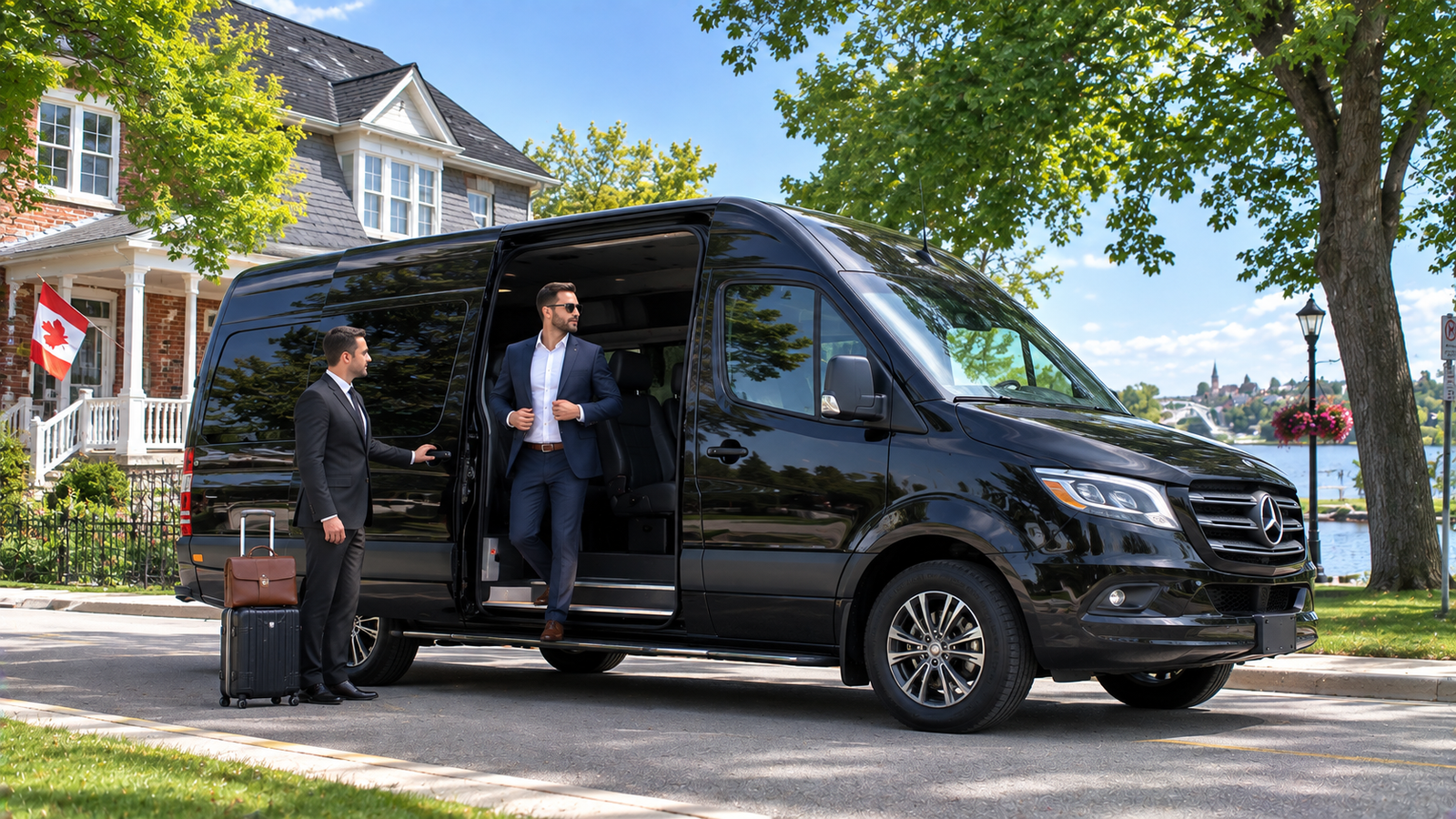 Professional driver preparing a luxury airport vehicle in Napanee, Ontario