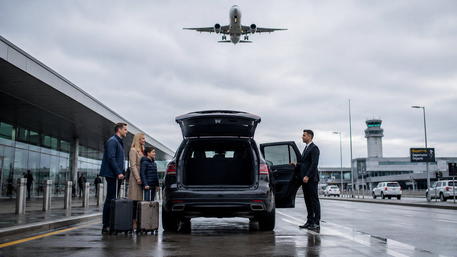 Luxury airport car travelling through the Newmarket, Ontario countryside