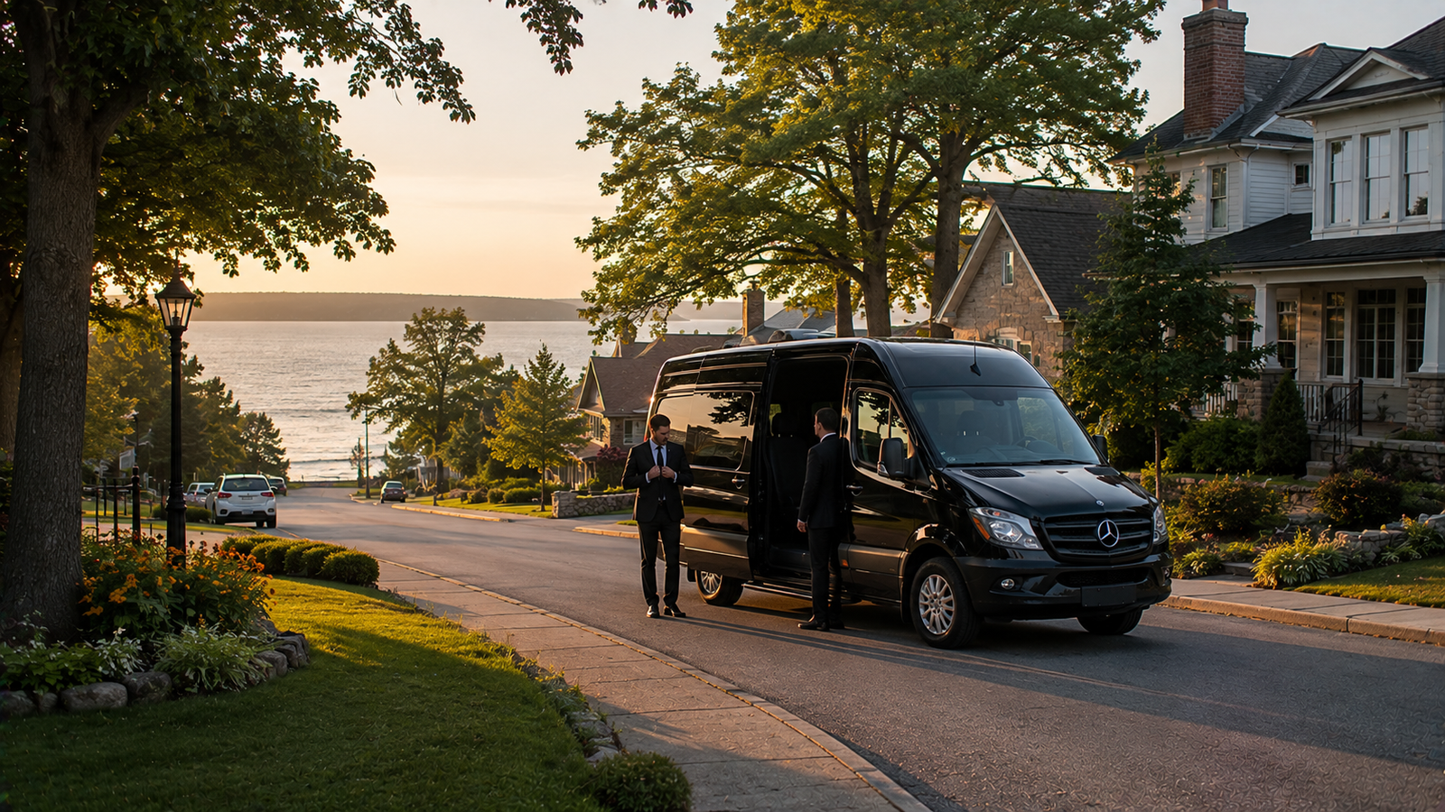 Professional driver preparing a luxury airport vehicle in Owen Sound, Ontario