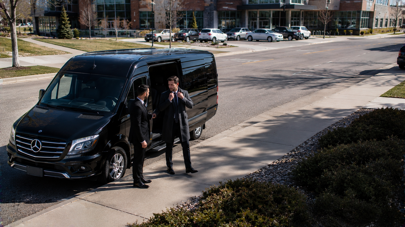 Luxury airport limousine on a scenic road near Petawawa, Ontario