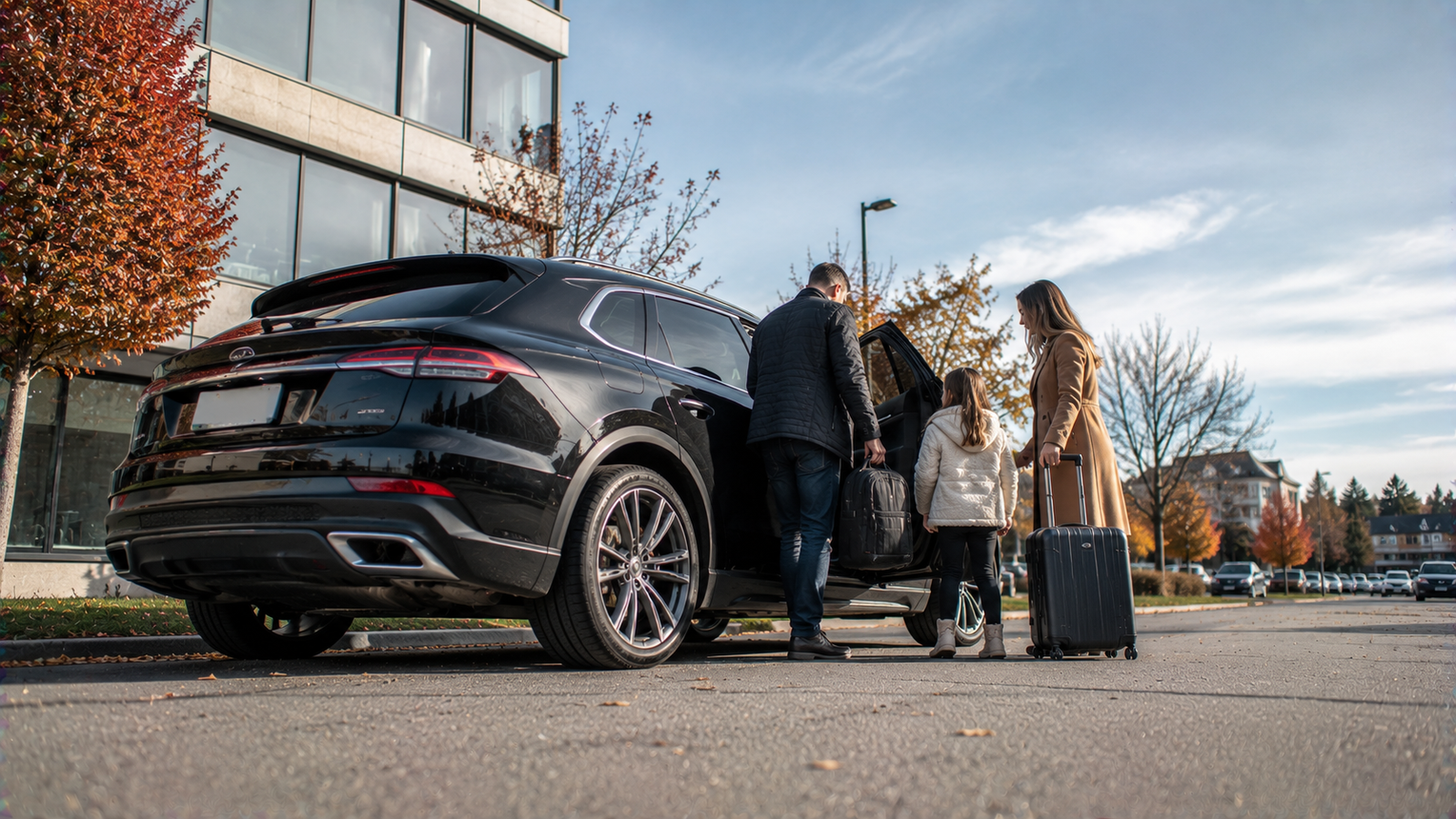 Luxury airport car travelling through the Port Severn, Ontario countryside