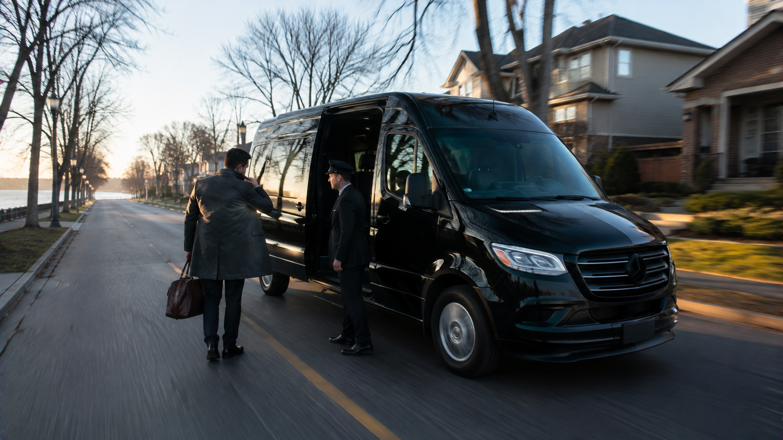 Professional driver preparing a luxury airport vehicle in Sarnia, Ontario