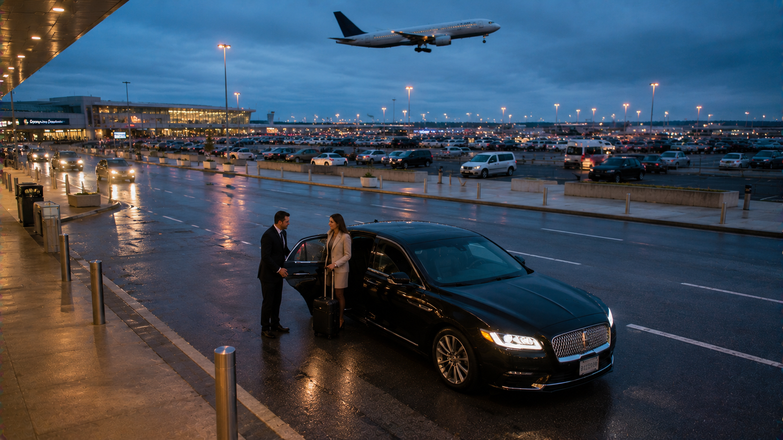 Passenger entering a premium airport limo during a Thorold, Ontario transfer