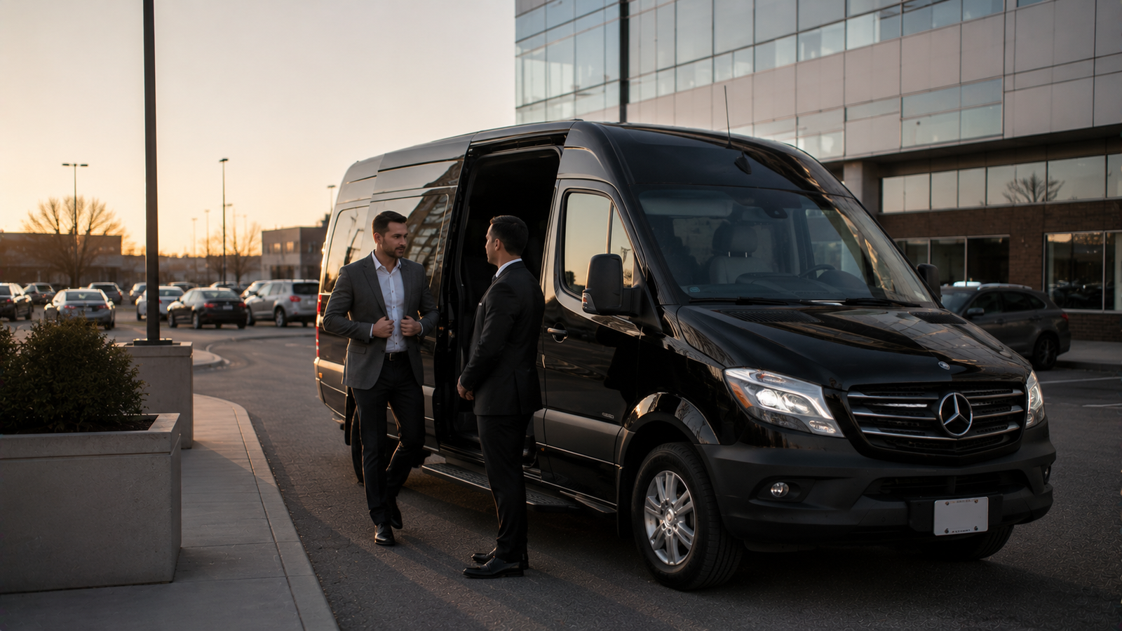 Luxury airport limousine on a scenic road near Trenton, Ontario